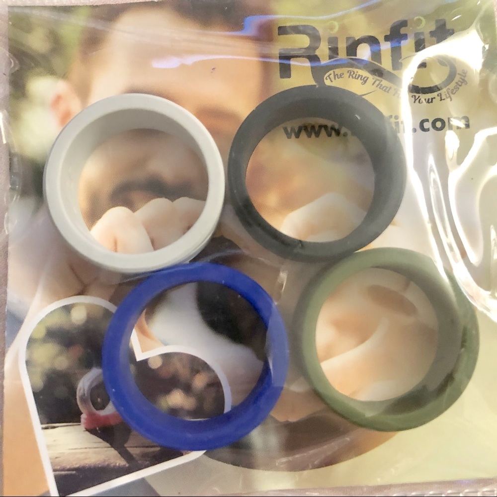 Rinfit 4 Pack Silicone Wedding Ring  Bands Size 9.